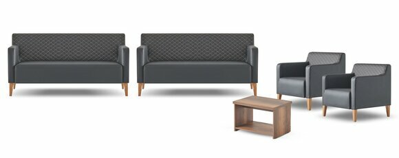 Arbeitszimmer-Set 5tlg Schwarz 2x 3-Sitzer 2x Sessel Braun Couchtisch von JV Moebel