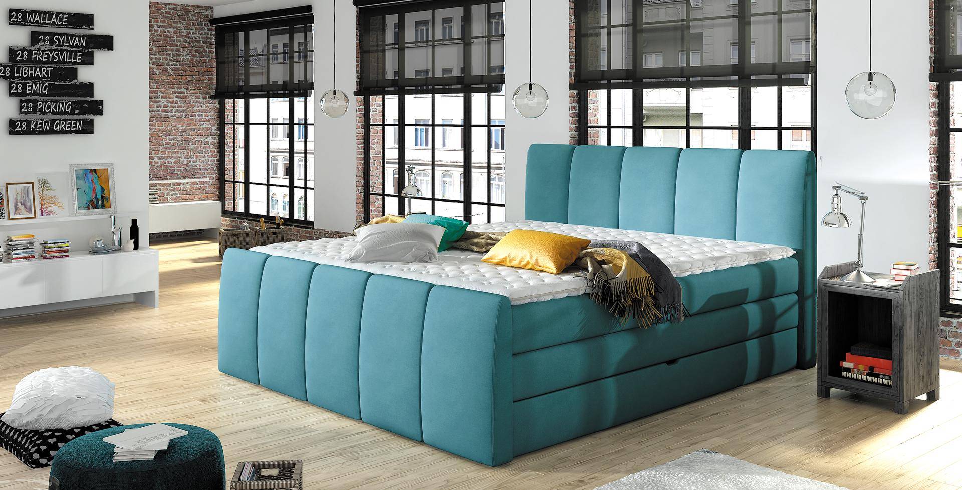 BOXSPRINGBETT DESIGN BETT TOPPER FEDERKERN DOPPELBETT POLSTERBETT mit BETTKASTEN von JV Möbel