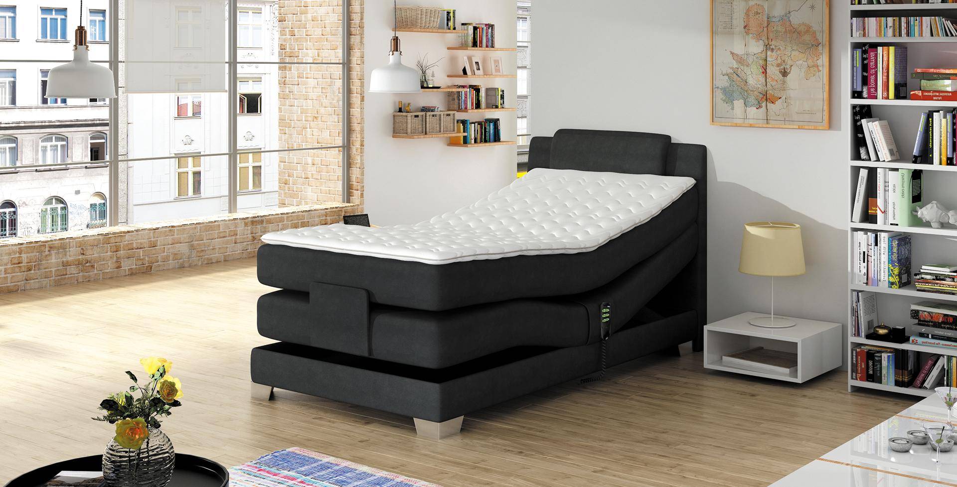 BOXSPRINGBETT DESIGN BETT TOPPER FEDERKERN POLSTERBETT 100 x 200 cm ELEKTRISCH von JV Möbel