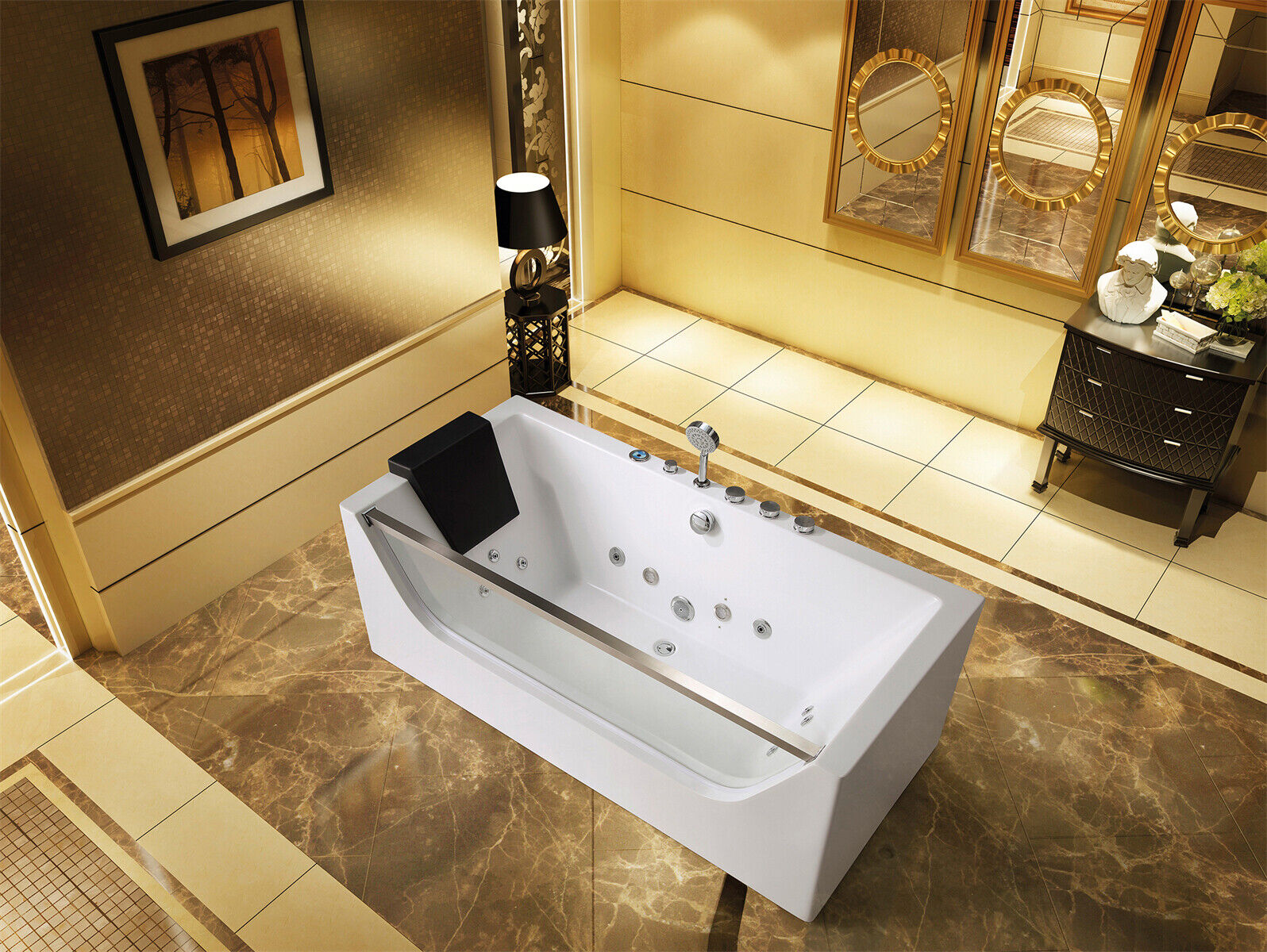 Badewanne Whirlpool Wanne Sprudel Massagedüsen Wellness Komfort Badewanne Whirlpool Wanne Sprudel Massagedüsen Wellness Komfort von JV Möbel