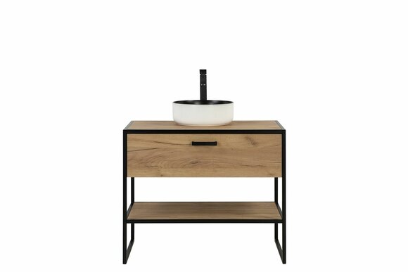 Badmöbel Set 90cm Waschbecken Loft Unterschrank Waschtisch Schublade von JV Möbel