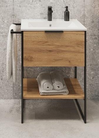 Badmöbel Waschbeckenschrank Braun Waschtischunterschrank Waschplatzschrank von JV Möbel