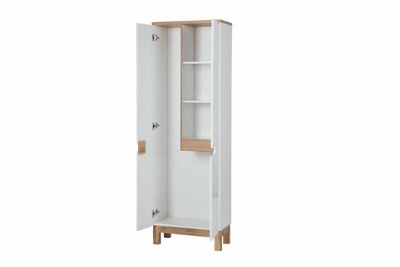 Badschrank Hochschrank Schrank Aufbewahrung Badezimmer Weiß Bad von JV Möbel