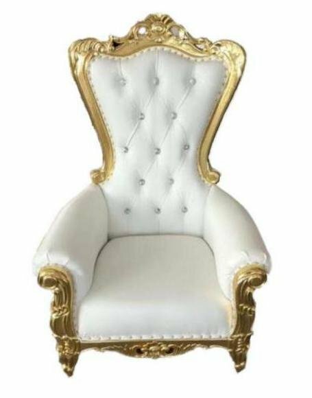 Barock Thron Sessel Königlicher Polster Chesterfield Samt Sitz Antik Stil von JV Möbel