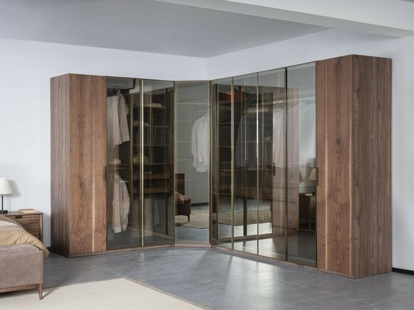 Begehbarer Kleiderschrank Glasschrank Durchsichtige Türen Schrank Eckschrank Neu von JV Möbel
