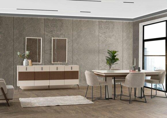 Beige Essgruppe Luxuriöse Esszimmer Möbel 6x Textil Stühle Esstisch Neu von JV Moebel