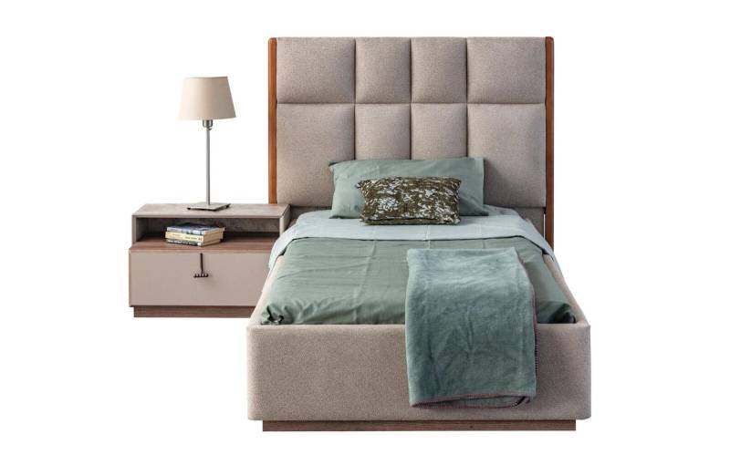 Beige Kinderzimmergarnitur Designer Einzelbett Holz Nachttisch 2tlg Set Beige Kinderzimmergarnitur Designer Einzelbett Holz Nachttisch 2tlg Set von JV Möbel