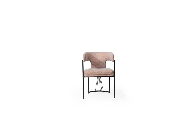 Beiger Designer Stuhl Metallstühle Luxuriöse Esszimmer Polsterstühle von JV Möbel