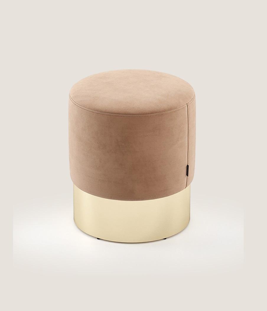Beiger Fußhocker Designer Pouf Beistellhocker Polster Sitzmöbel Textil von JV Möbel