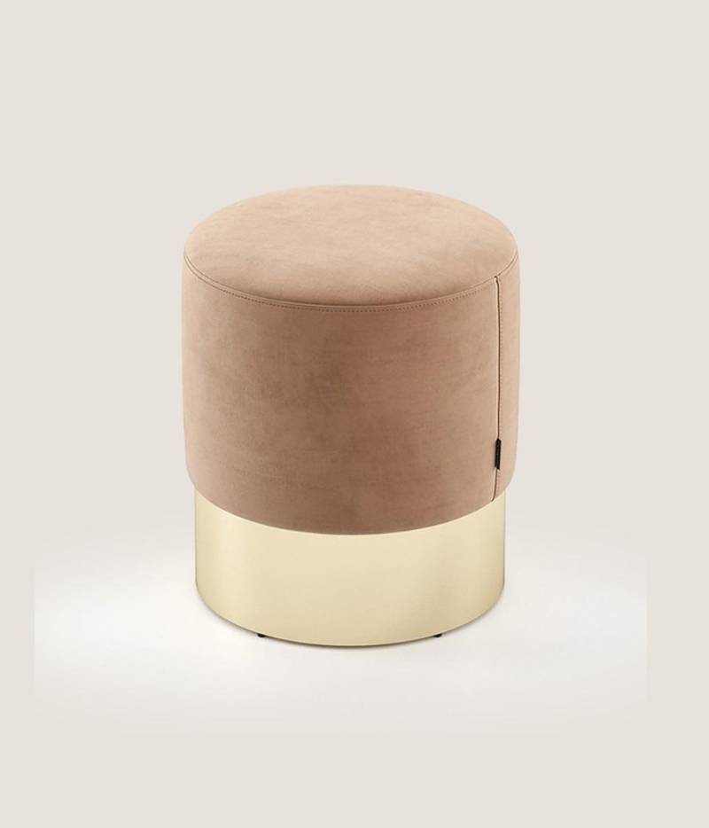Beiger Fußhocker Designer Pouf Beistellhocker Polster Sitzmöbel Textil von JV Möbel