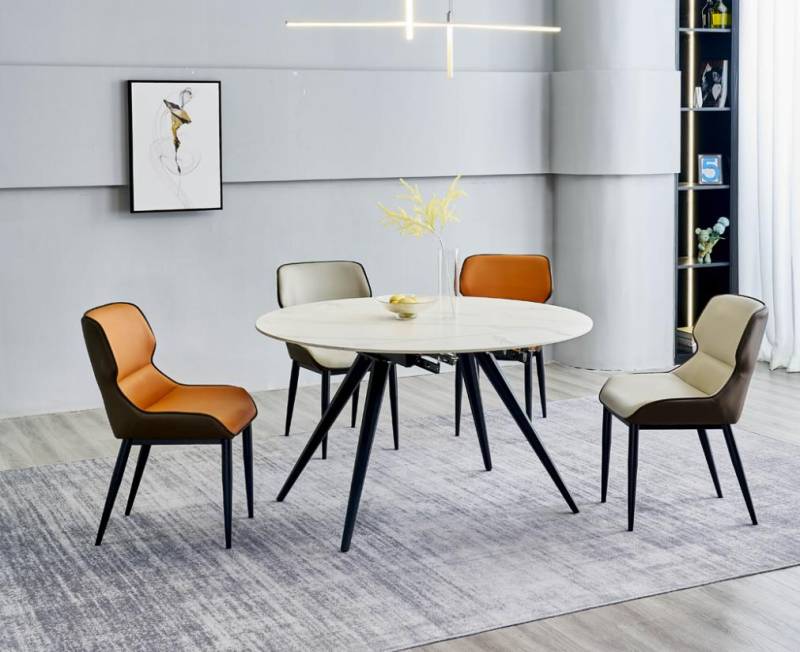 Beiger Runder Esstisch Rundtisch 4x Polsterstühle Designer Esszimmer Beiger Runder Esstisch Rundtisch 4x Polsterstühle Designer Esszimmer von JV Möbel