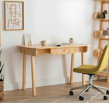 Beiger Schreibtisch Designer Computertisch Luxuriöse Robuste Büromöbel von JV Moebel
