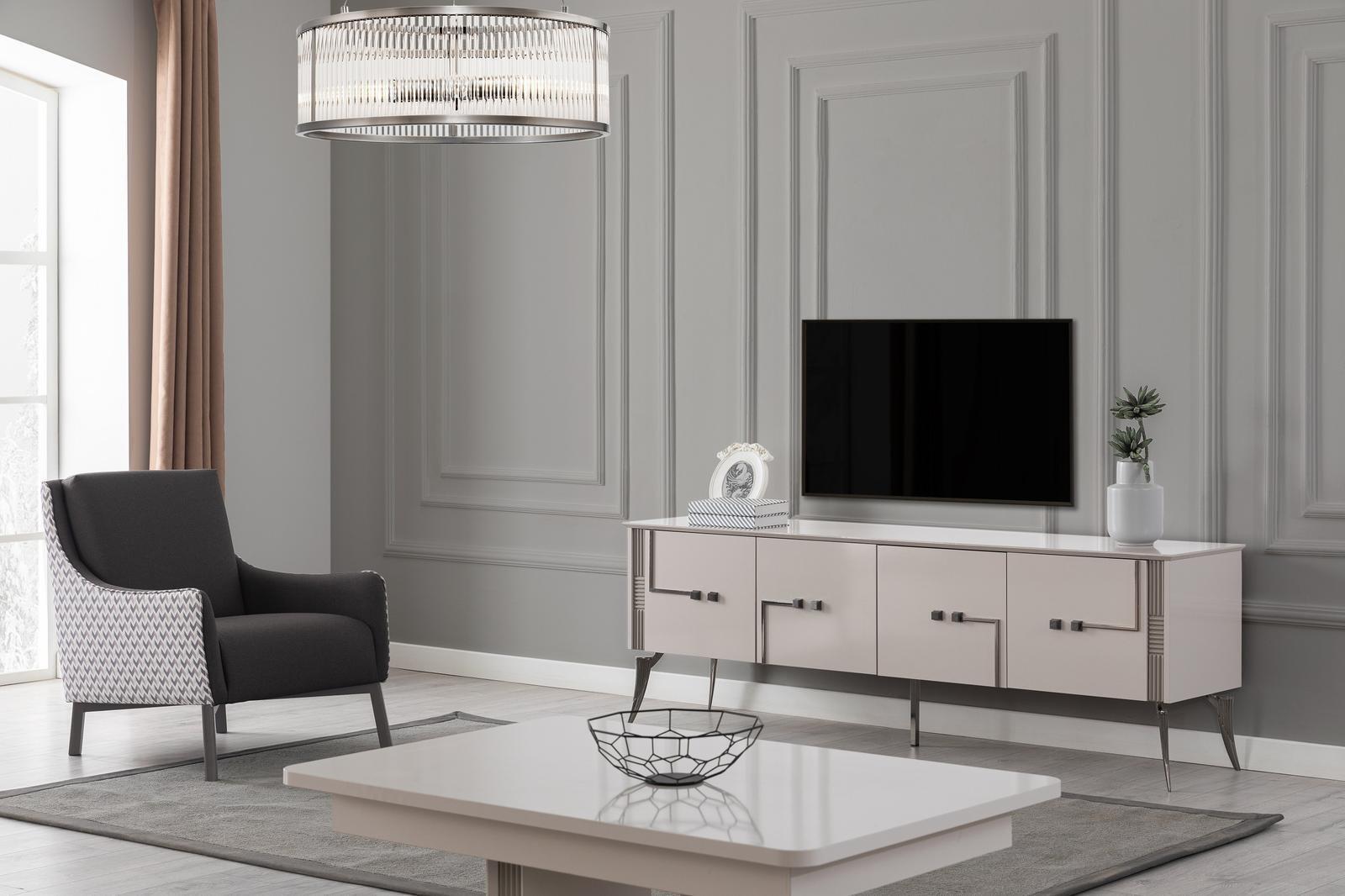 Beiger TV-Schrank Designer Couchtisch Luxus Wohnzimmer Möbel Holz 2tlg Beiger TV-Schrank Designer Couchtisch Luxus Wohnzimmer Möbel Holz 2tlg von JV Möbel