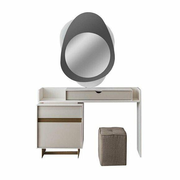Beiges Schlafzimmer Set Designer Schminktisch Glas Spiegel Textil Hocker Beiges Schlafzimmer Set Designer Schminktisch Glas Spiegel Textil Hocker von JV Moebel