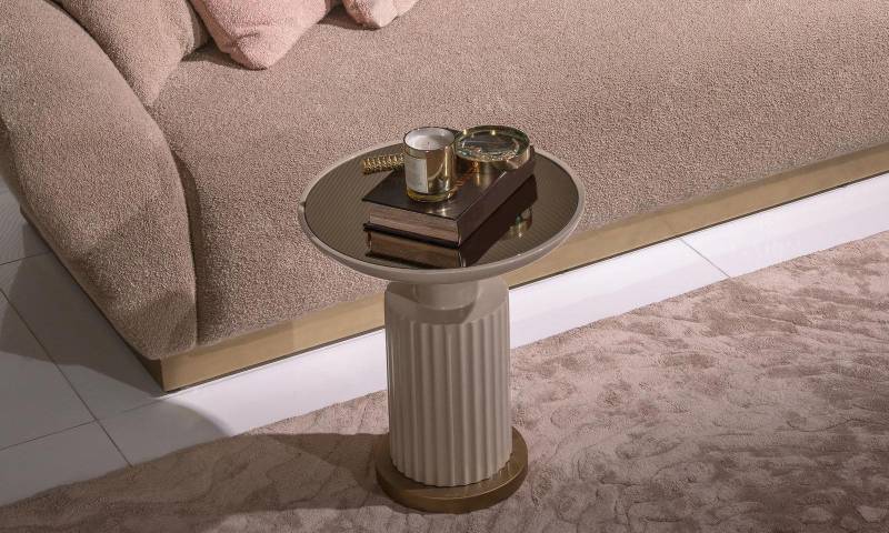 Beistelltisch Kaffeetisch Sofatisch Couchtisch Beige Wohnzimmer Glas von JV Möbel