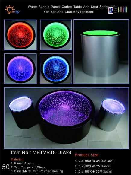 Beistelltisch Led Rund Wasser Wand Bar Theke Regal Möbel Beleuchtete von JV Möbel