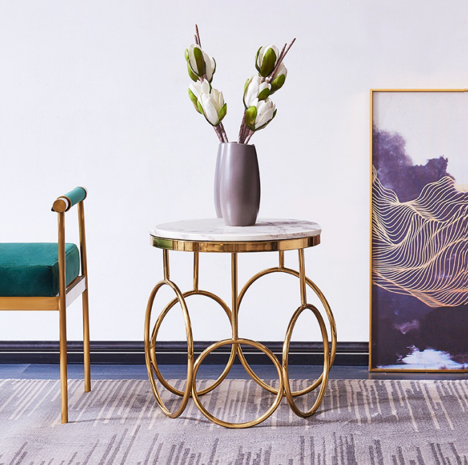 Beistelltisch Tisch Beistell Designer Möbel Gold Rund Edelstahl Tisch von JV Möbel
