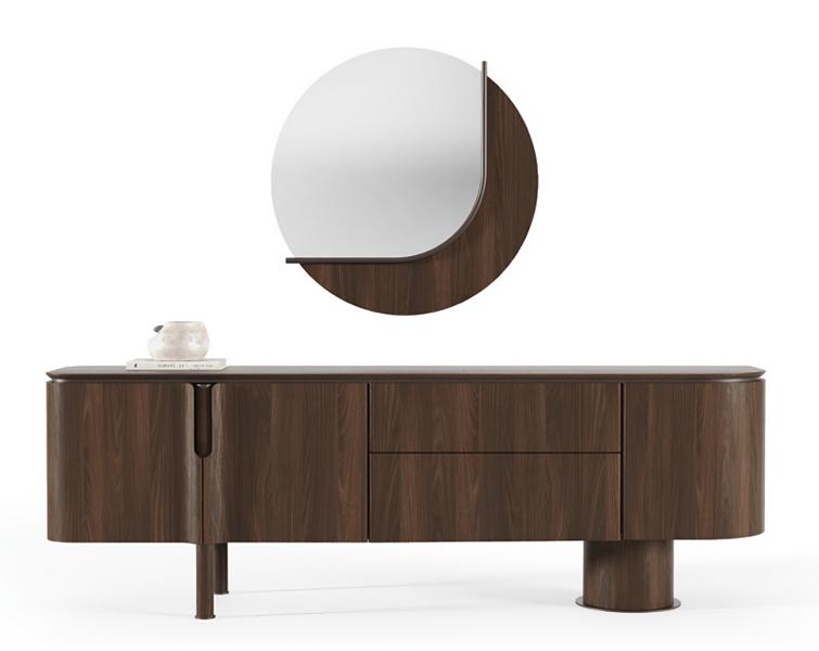 Bequem Braun Kommode mit Spiegel Stilvoll Anrichte Esszimmermöbel Sideboard von JV Möbel