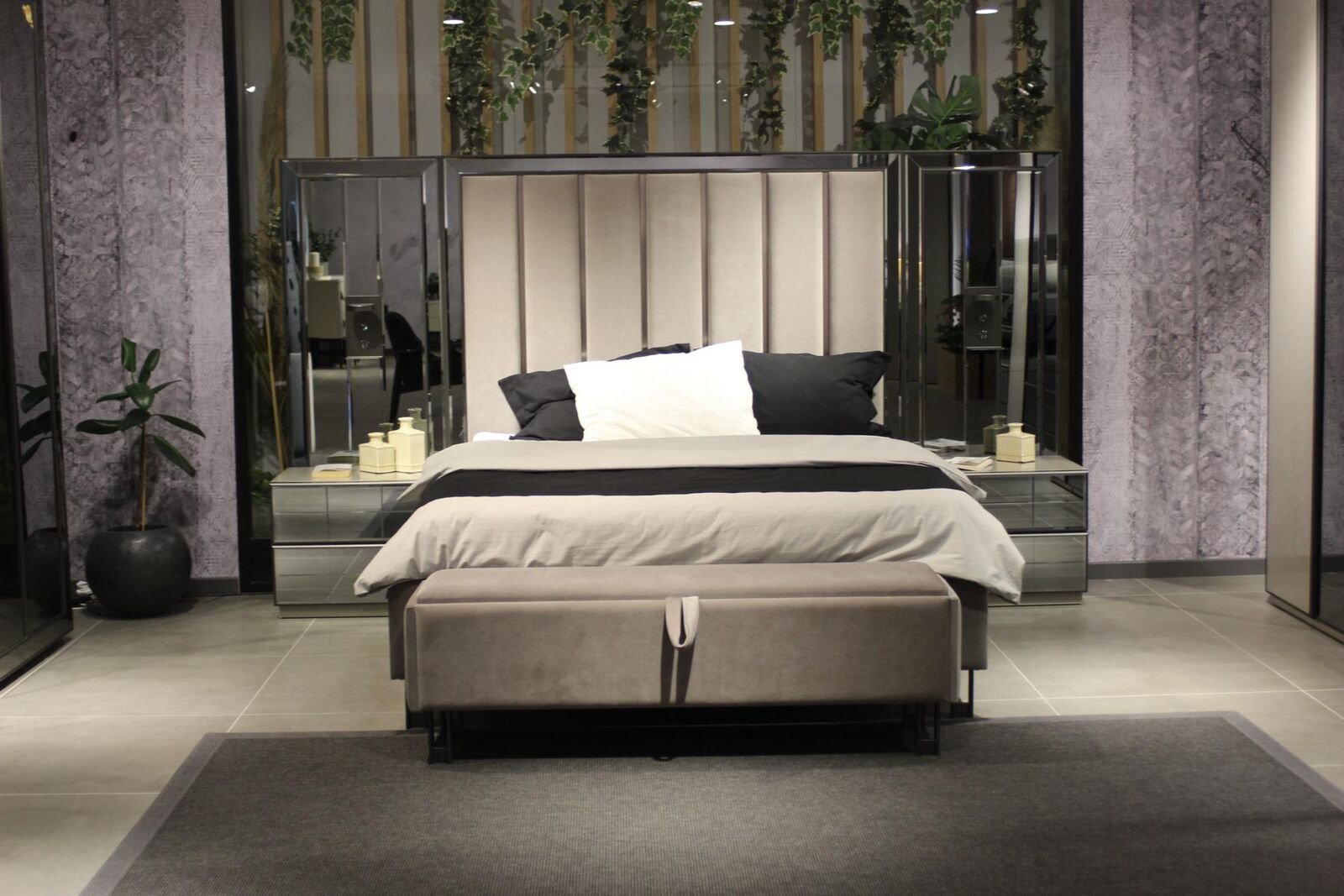 Bett 2x Nachttische Bank Design Schlafzimmer Set 4tlg Luxus Möbel Neu von JV Möbel
