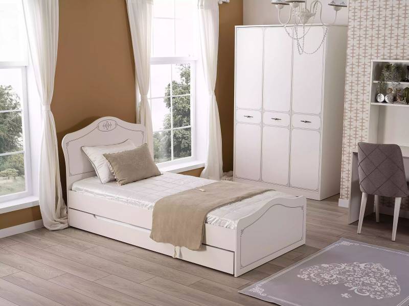 Bett Ausziehbares Funktionsbett Kinderbett Bettrahmen Weiß Holz Betten von JV Möbel