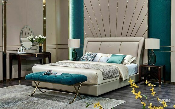 Bett Betten Polster Doppel Ehe Luxus Leder Moderne Designer Schlafzimmer von JV Möbel