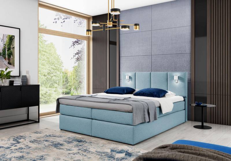 Bett Boxspringbett Schlafzimmer Polster Design Doppel Hotel Modern Stoff 200x200 von JV Möbel