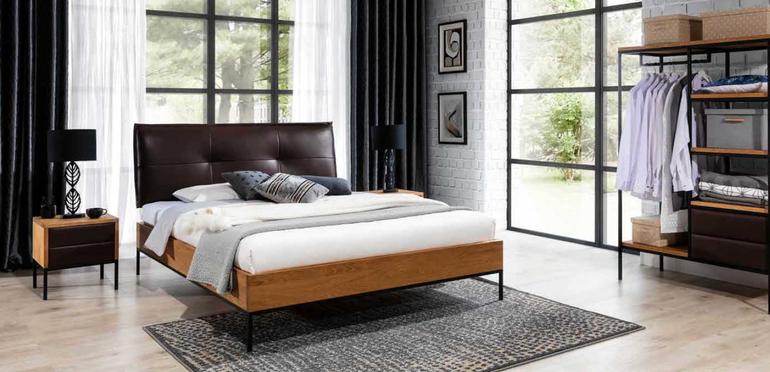 Bett Holz Loft Designer Betten Polster Leder Textil Stoff Hote 140 160 180 x 200 von JV Möbel