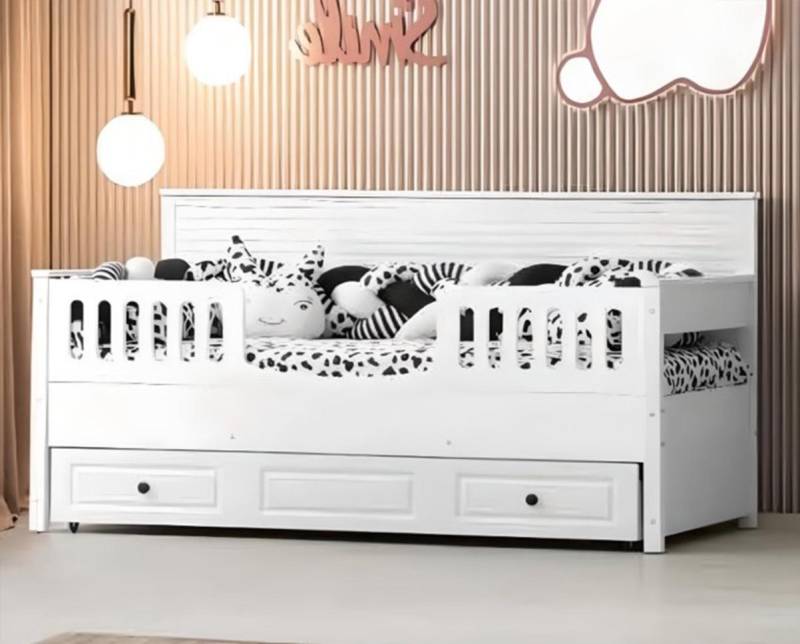 Bett Kinderbett Holzbett Funktionsbett Ausziehbares Holz Weiß Neu von JV Möbel