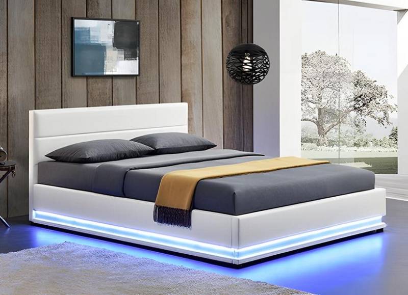 Bett LED-Licht Doppelbett 180 x 200 Möbel Einrichtung Schlafzimmer Design Neu von JV Möbel