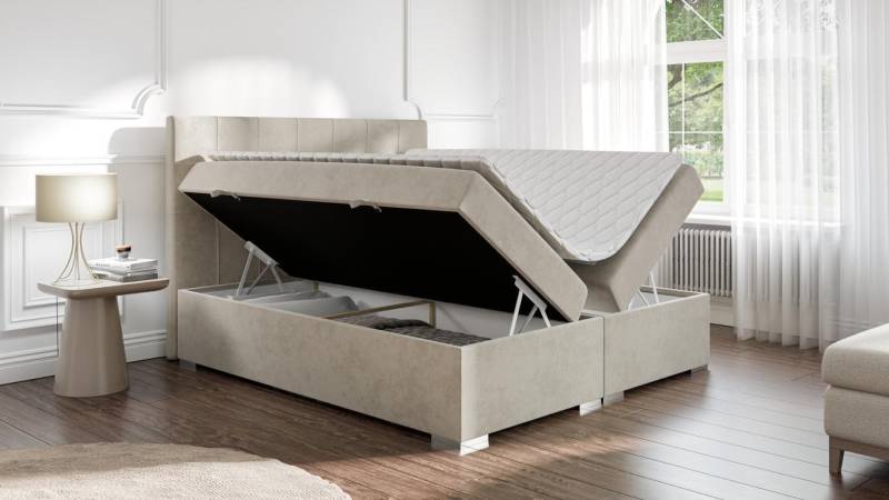 Bett Luxus Schlafzimmer Doppelbett Textil Polster Design Möbel Boxspringbett von JV Möbel