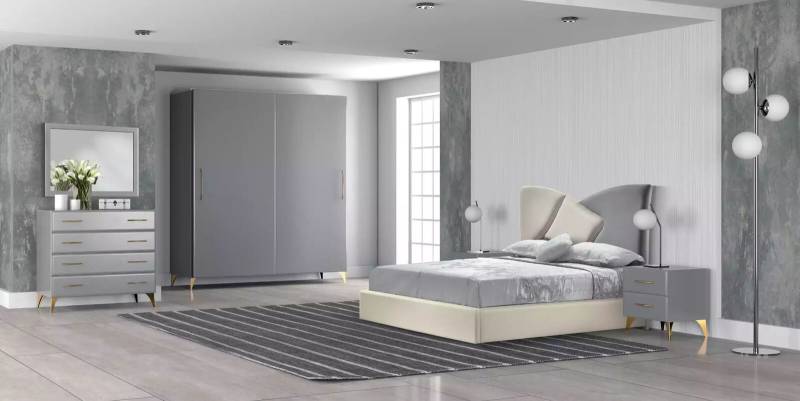Bett Nachttisch Kleiderschrank Kommode 6 tlg.Design Schlafzimmer Set von JV Möbel