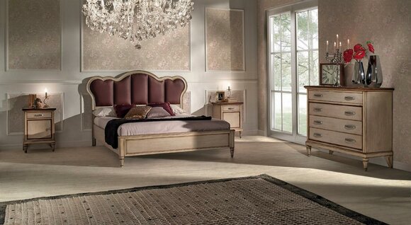 Bett Nachttisch Kommode Schlafzimmer Set Design Klassisch Luxus Betten Neu von JV Möbel