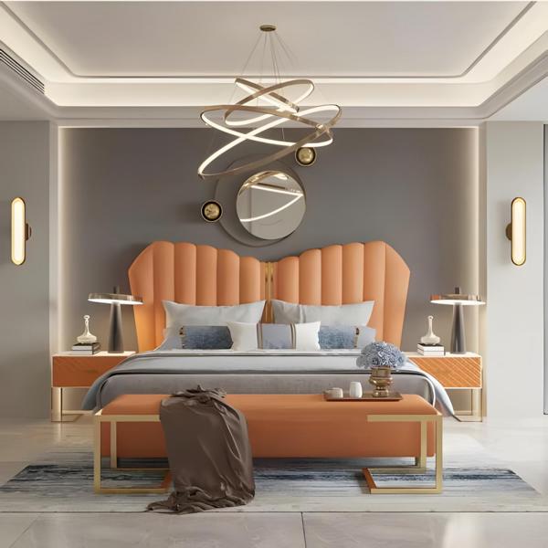 Bett Orange Doppelbett 180 x 200 Möbel Einrichtung Schlafzimmer Design Neu von JV Möbel
