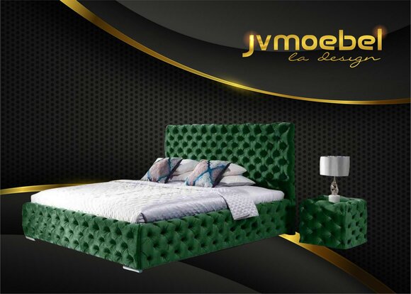 Bett Schlafzimmer Set Design Möbel Modern Luxus Betten Chesterfield Grün 140x200 von JV Möbel