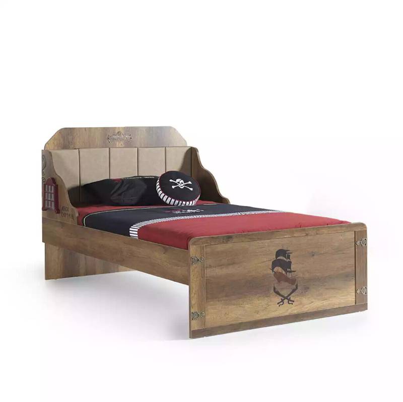 Bettrahmen Funktionsbett Ausziehbares Pirat Braun Holz Kinderbett Bett von JV Möbel