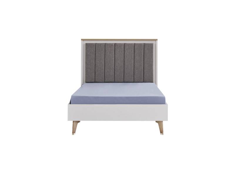 Bettrahmen Kinderzimmer Kinderbett 100 cm Jugendbett Holz Grau Stoff von JV Möbel