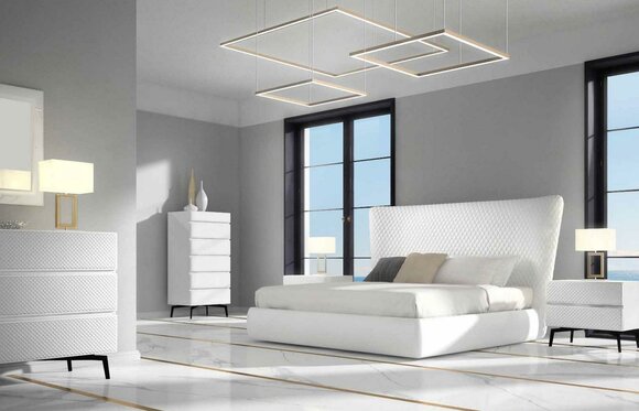 Bettrahmen Möbel Design Doppelbett Luxus Schlafzimmer Holz Kunstleder Bett Neu von JV Möbel