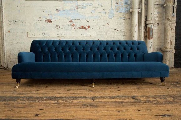 Blaue Chesterfield Couch Textil 4 Sitzer XXL Big Sofa Couchen Big von JV Möbel