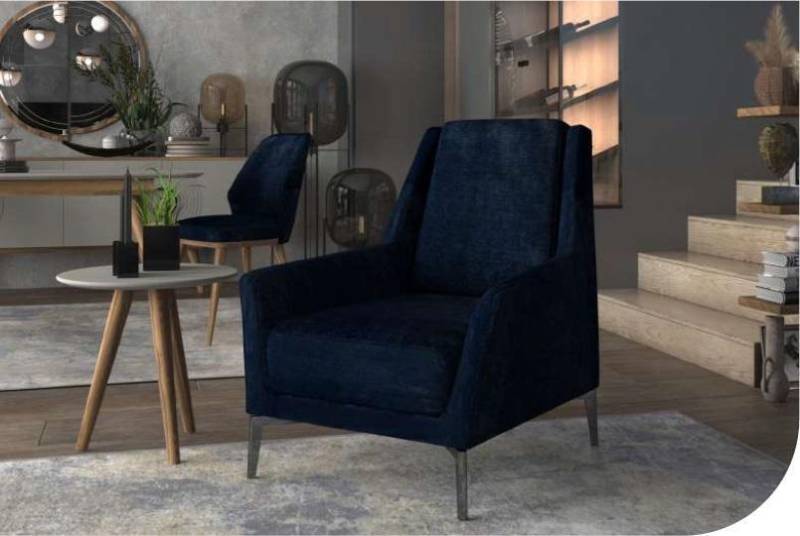 Blauer Relax Sessel Moderner Einsitzer Wohnzimmermöbel Clubsessel Neu von JV Möbel