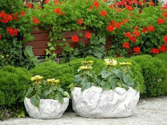 Blumenkorb Blumen Vase Gefäss Garten Terrasse Dekoration Statue Figuren von JV Möbel