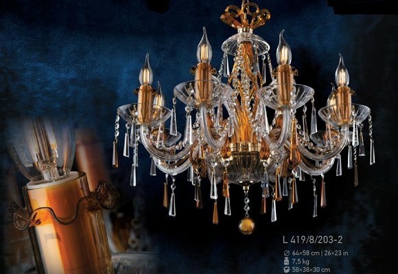 Bohemia Hänge Decken Leuchte Kronleuchter Lampe Kristall Lampen Leuchten Luster von JV Möbel