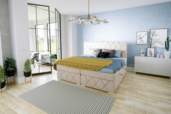 Boxspring Bett Komplett Set Doppel Matratze Topper Betten Funktion Kasten von JV Möbel