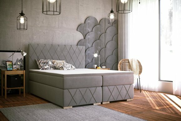 Boxspring Bett Komplett Set Matratze & Topper Luxus Polster 180x200cm von JV Möbel
