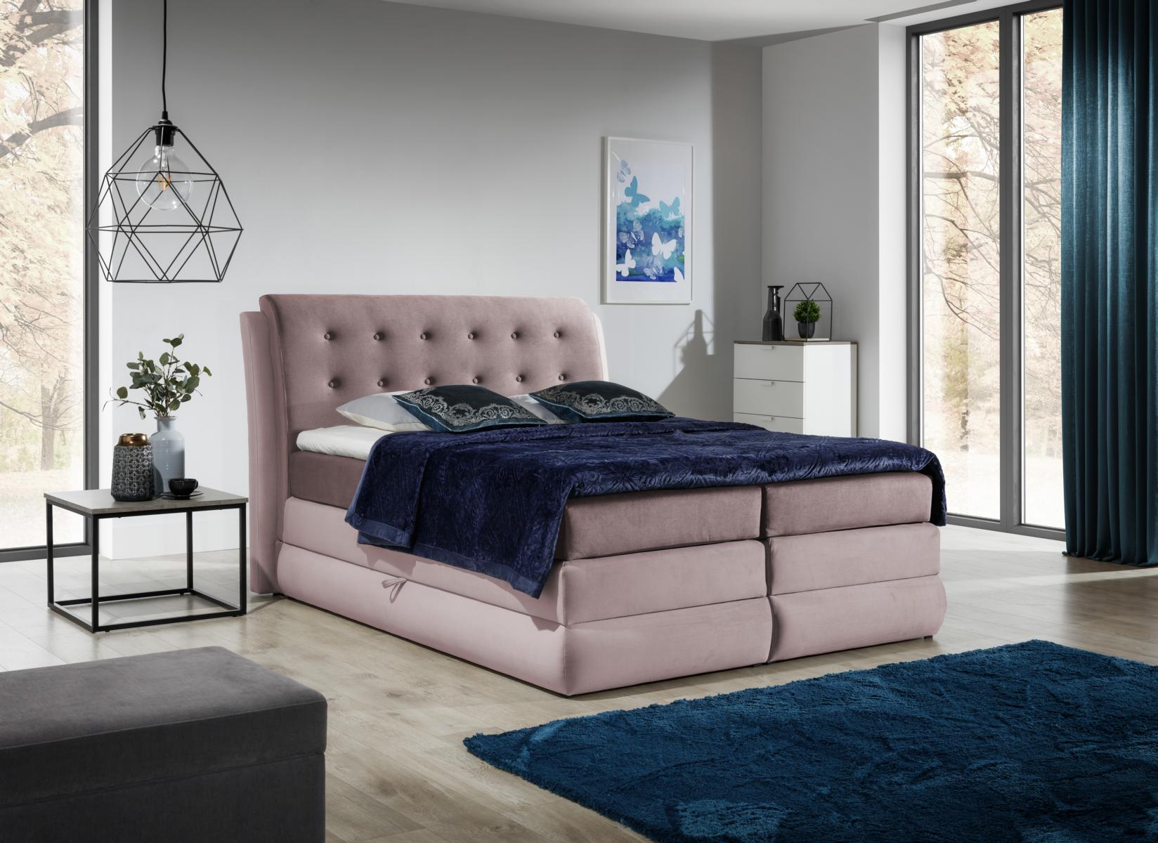 Boxspringbett Design Doppel Hotel Modern Bett Schlafzimmer Chesterfield Möbel von JV Möbel