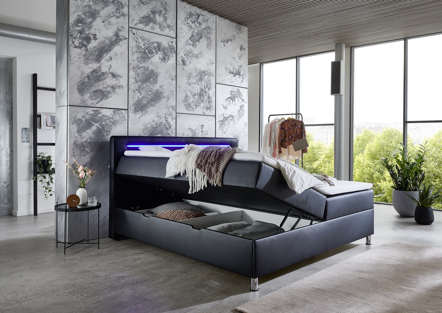 Boxspringbett Doppelbett Polstermöbel Kunstleder Designer Doppel Luxus Design von JV Möbel