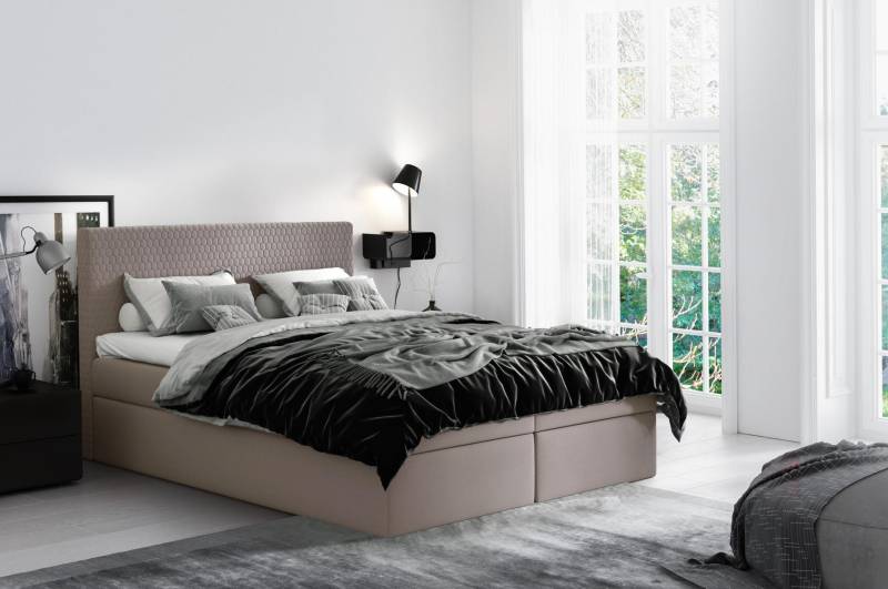 Boxspringbett Textil Design Doppel Hotel Modern Bett Schlafzimmer Betten 160x200 von JV Möbel