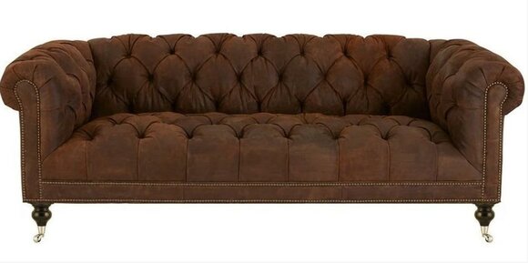 Braun Dreisitzer Chesterfield Modern Design Leder Sofa Design Möbel Samt Stoff Braun Dreisitzer Chesterfield Modern Design Leder Sofa Design Möbel Samt Stoff von JV Möbel