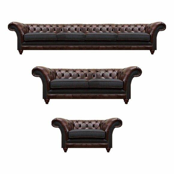 Braun-Graue Chesterfield Couchen Sessel Wohnzimmer Komplette Möbel 3tlg Braun-Graue Chesterfield Couchen Sessel Wohnzimmer Komplette Möbel 3tlg von JV Moebel