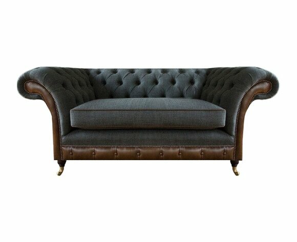 Braun-Grauer Chesterfield Einsitzer Wohnzimmer Sitzsessel Textil Möbel Braun-Grauer Chesterfield Einsitzer Wohnzimmer Sitzsessel Textil Möbel von JV Moebel