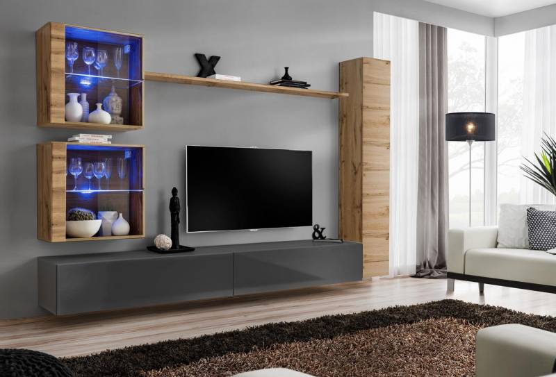 Braun Luxus Wohnzimmer Wohnwand Möbel 3x Wandschrank TV-Ständer Einrichtung von JV Möbel